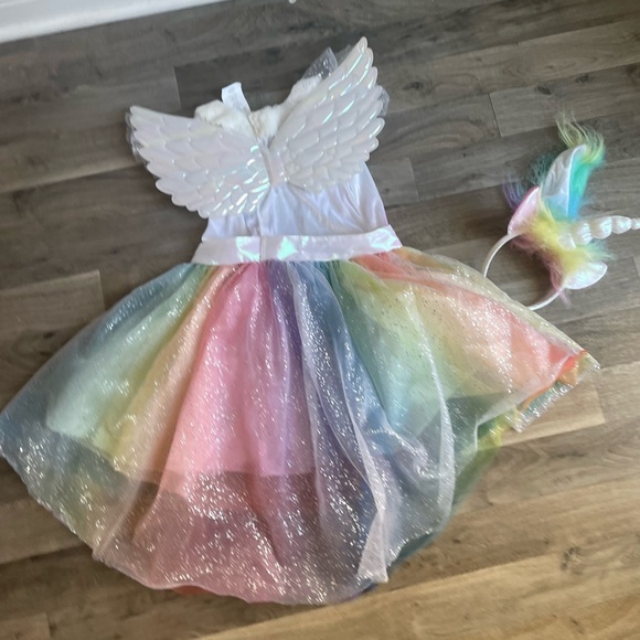 Rainbow Unicorn Kids Halloween Costume Dress with Wings - Picture 10 of 11